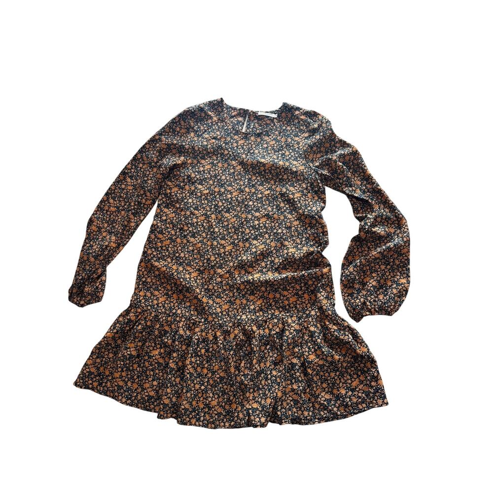 Mes Demoiselles Paris Women's 100% Silk Floral Ruffle Mini Dress Size 38 S/M - Picture 2 of 6